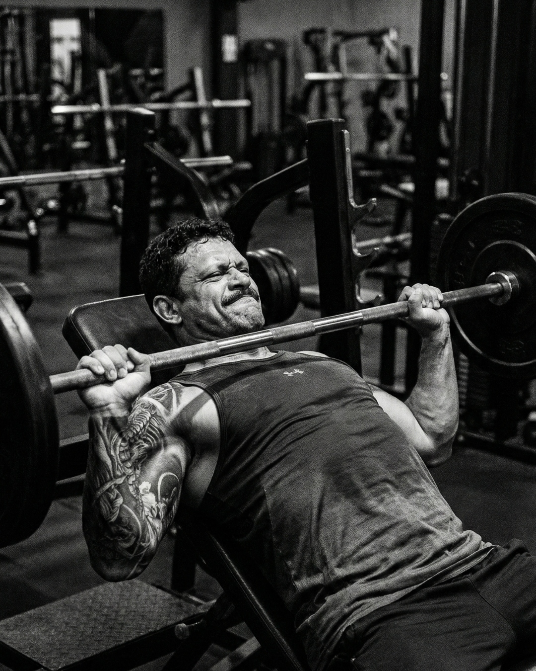 Gabrio Lima no supino inclinado com barra